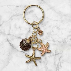 Gold and Pink Seashell Keychain